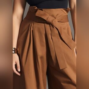 Anthropologie Exquise Pleated Tie-Front Trousers